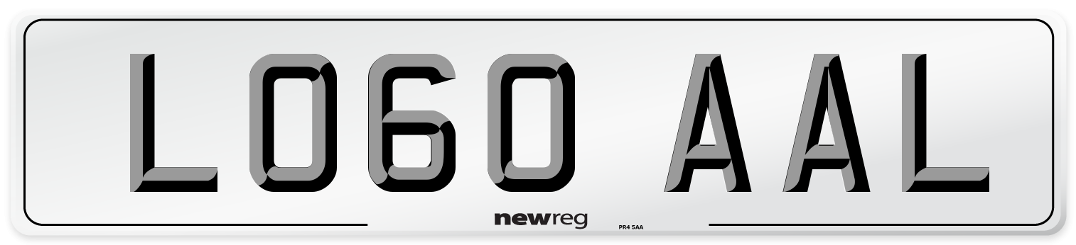LO60 AAL Number Plate from New Reg
